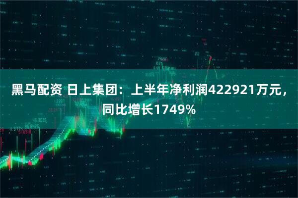 黑马配资 日上集团：上半年净利润422921万元，同比增长1749%